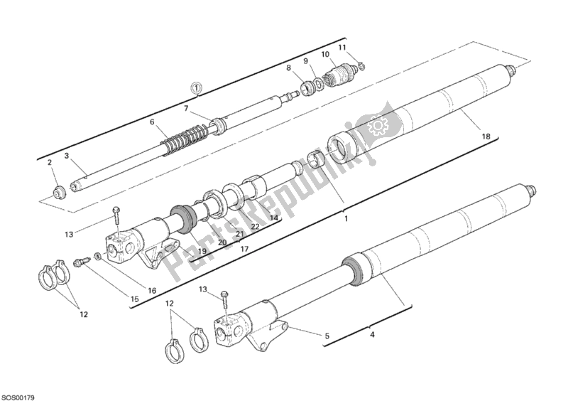 Tutte le parti per il Forcella Anteriore del Ducati Sport ST3 USA 1000 2007